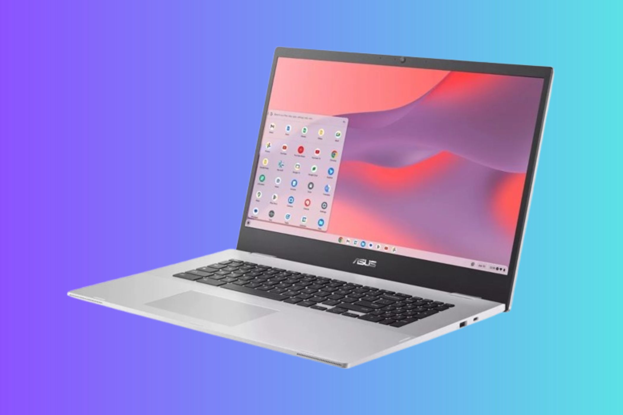 ASUS Chromebook CX1700 on a gradient background