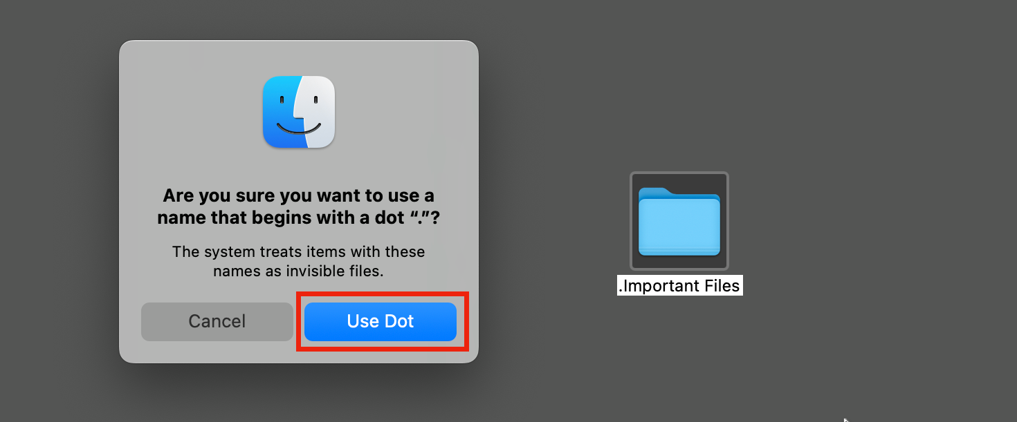 Confirm you want to create a dot-file.