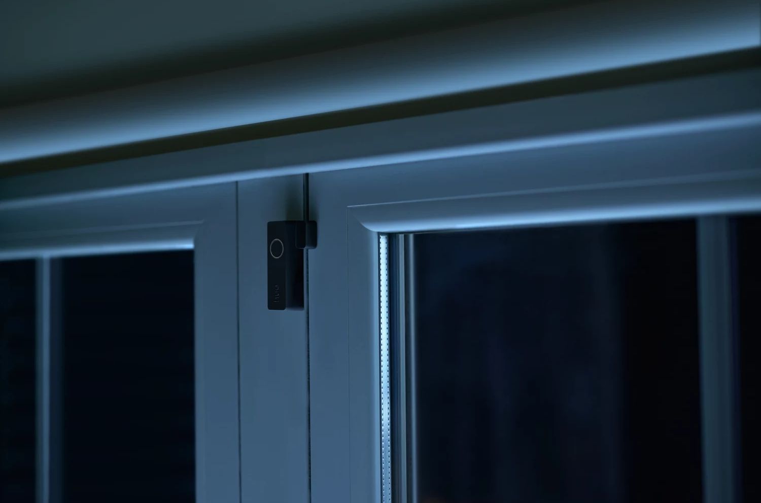 A contact sensor protecting a window.