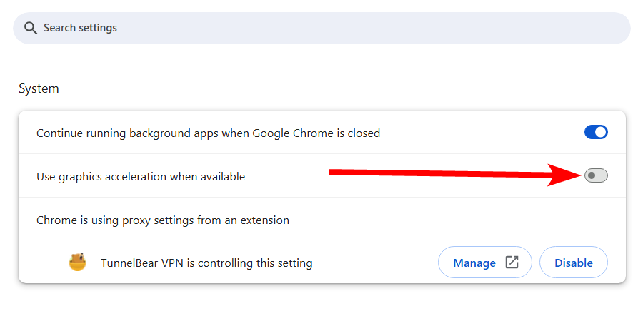 Disabling hardware acceleration in Google Chrome.