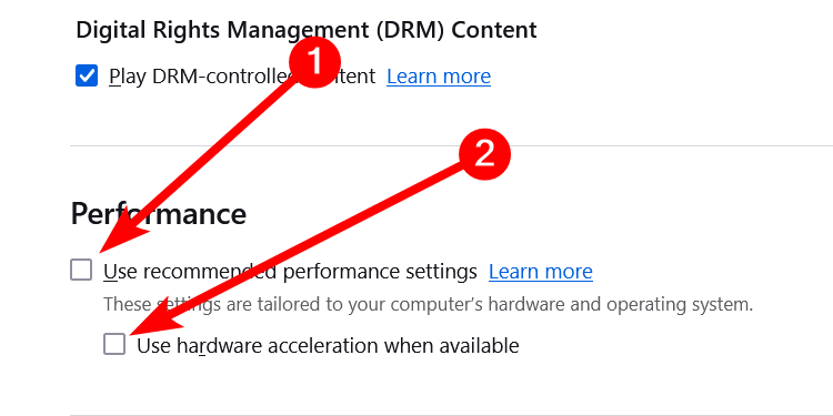 Disabling hardware acceleration in Firefox.