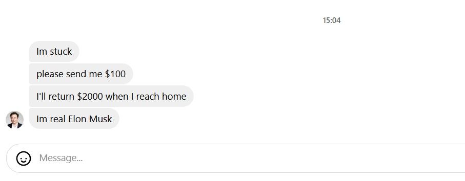 DM from fake Elon Musk.