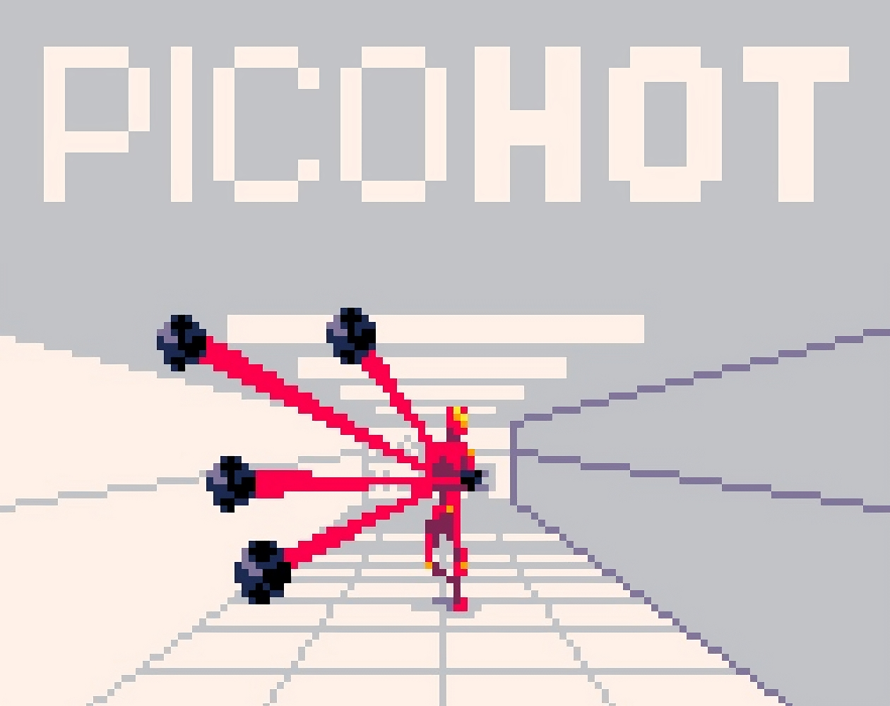 A promotional screenshot from the free FPS game "PICOHOT."