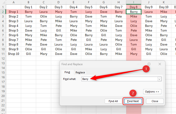 Excel's Show Auto-Highlight tool working alongside Find And Replace