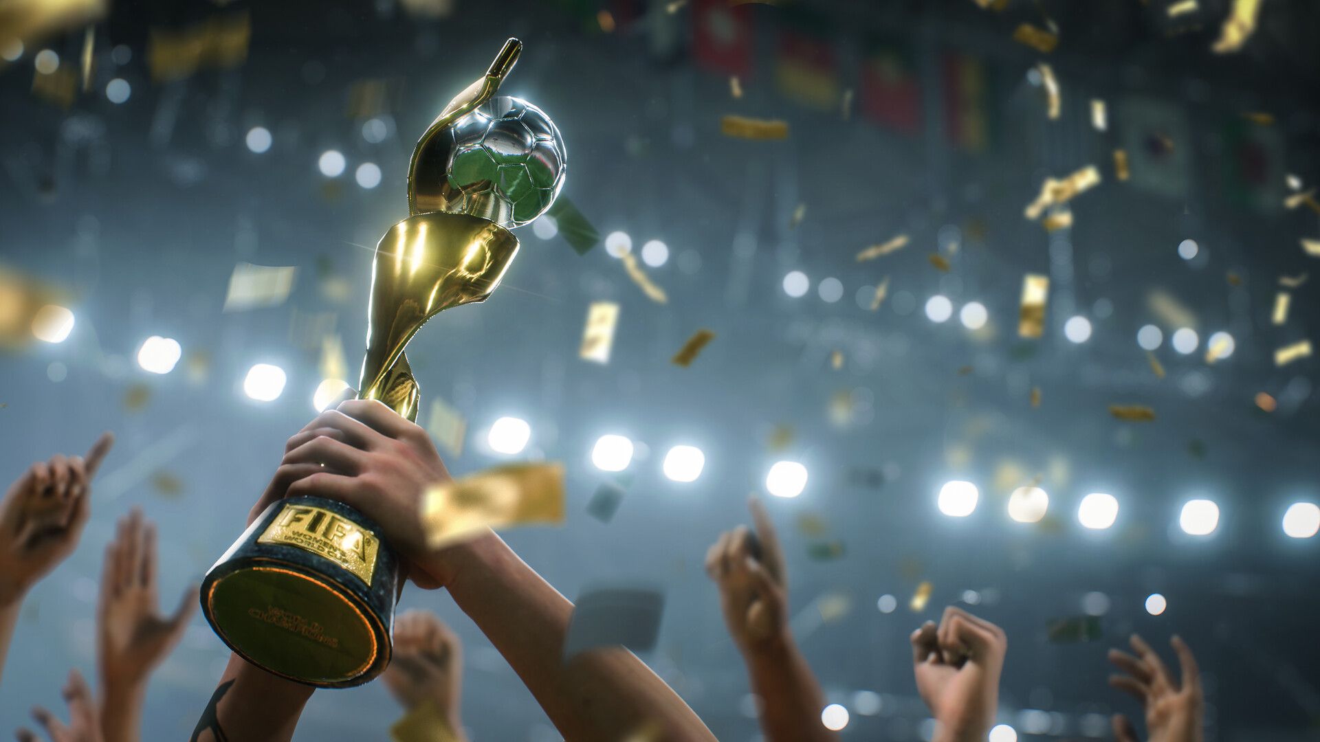 A trophy being held in EA SPORTS™ FIFA 23.