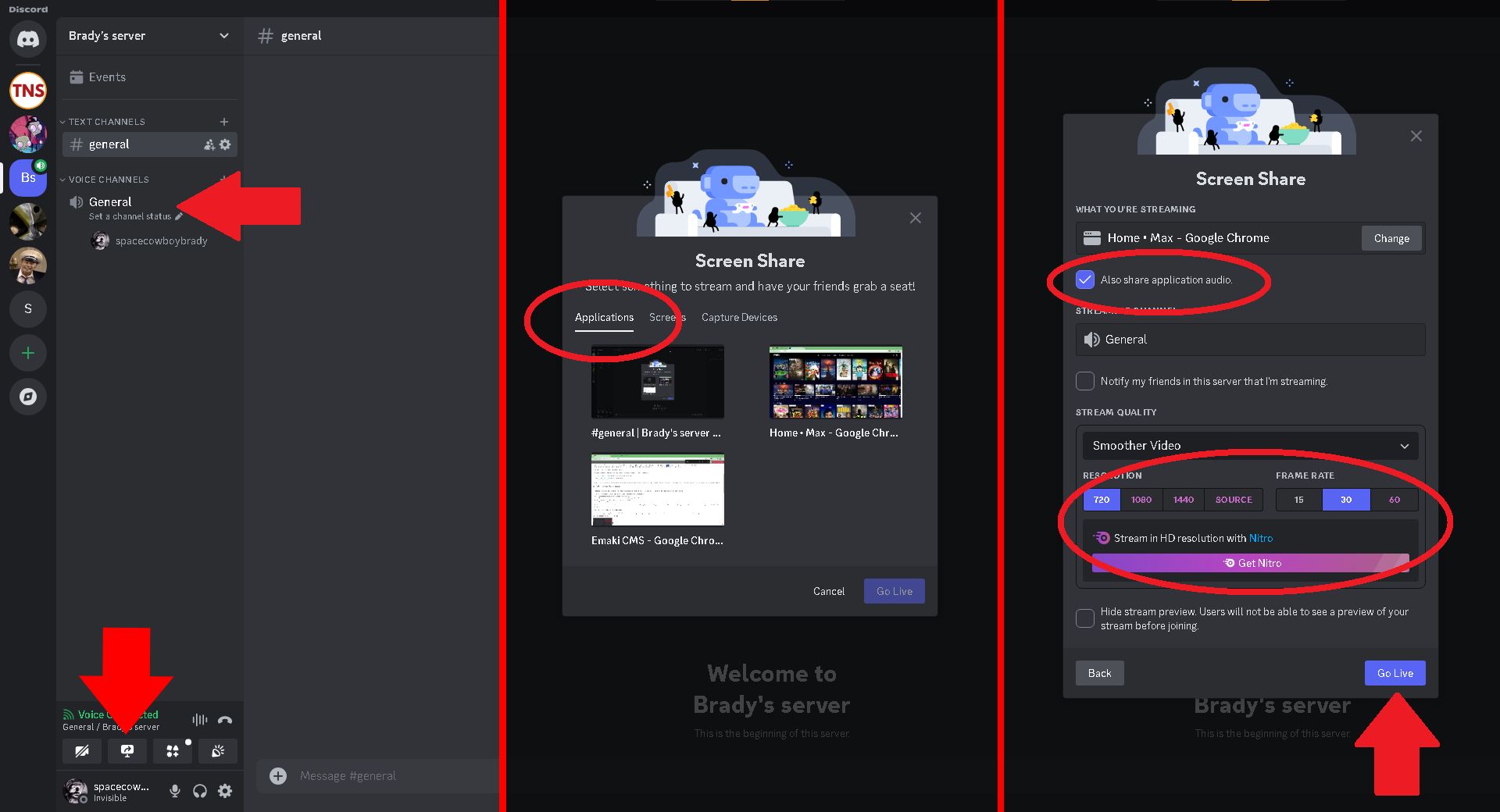 how to stream max on discord