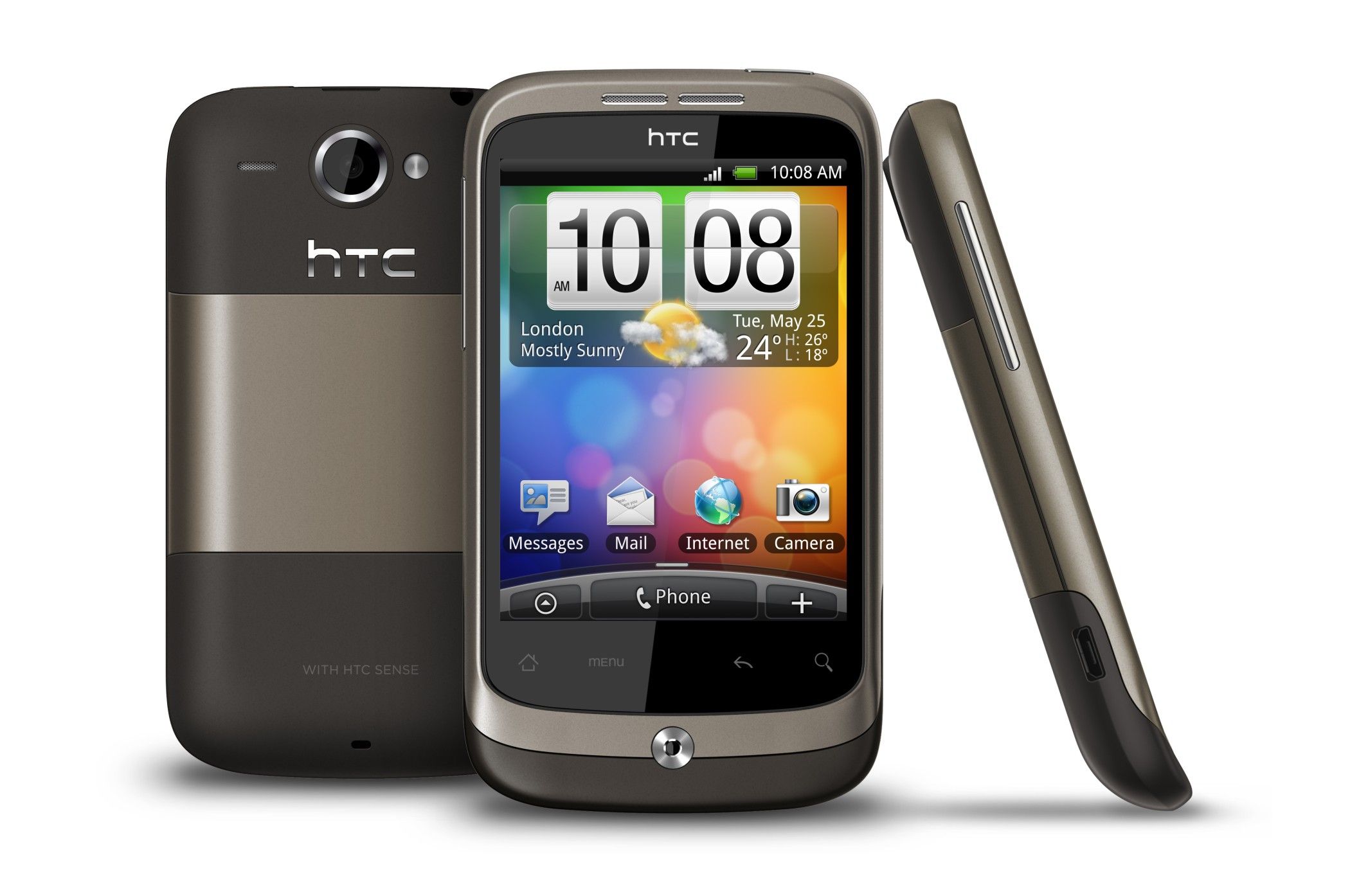 An HTC Wildfire Android phone. 