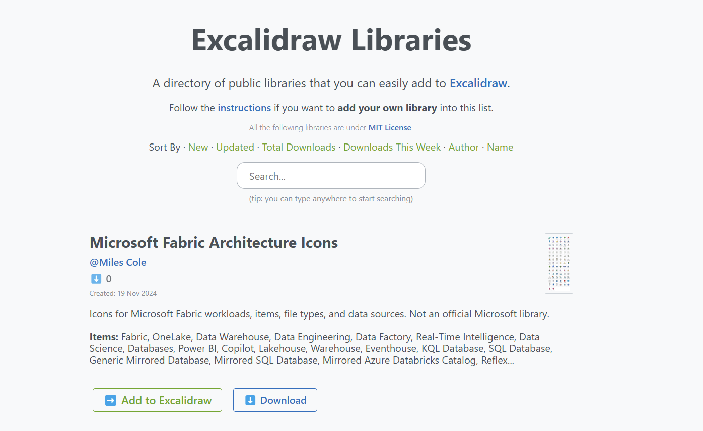 Library collection in Excalidraw.