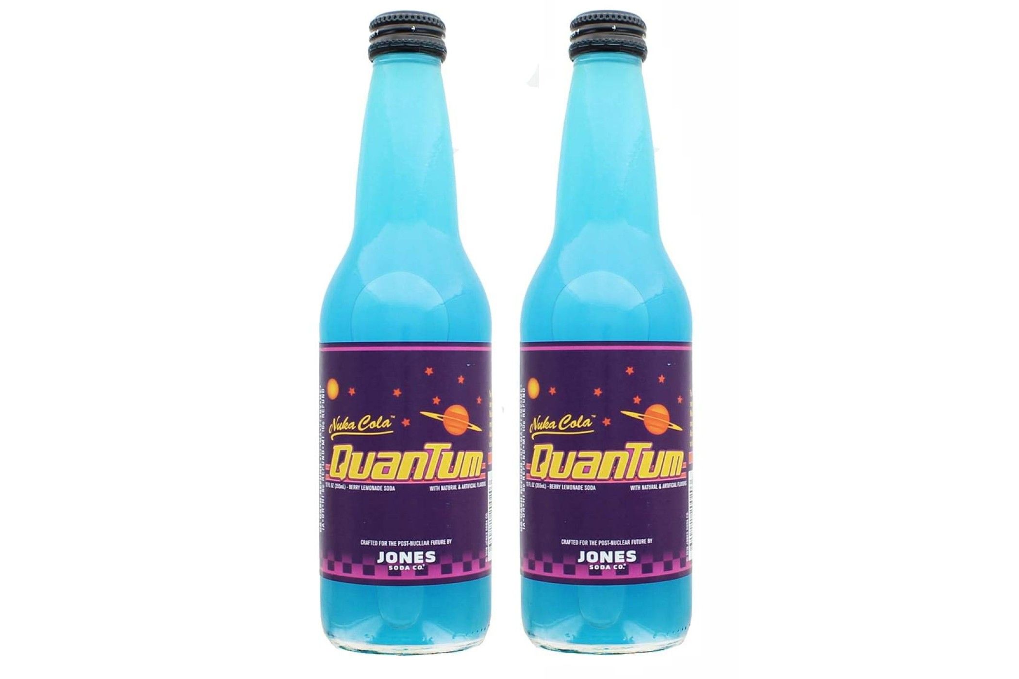 A Pair Nuka Cola Quantum bottles.