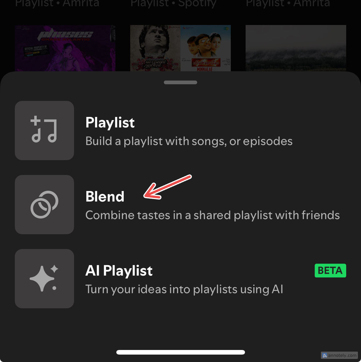 Creating a Blend on Spotify.