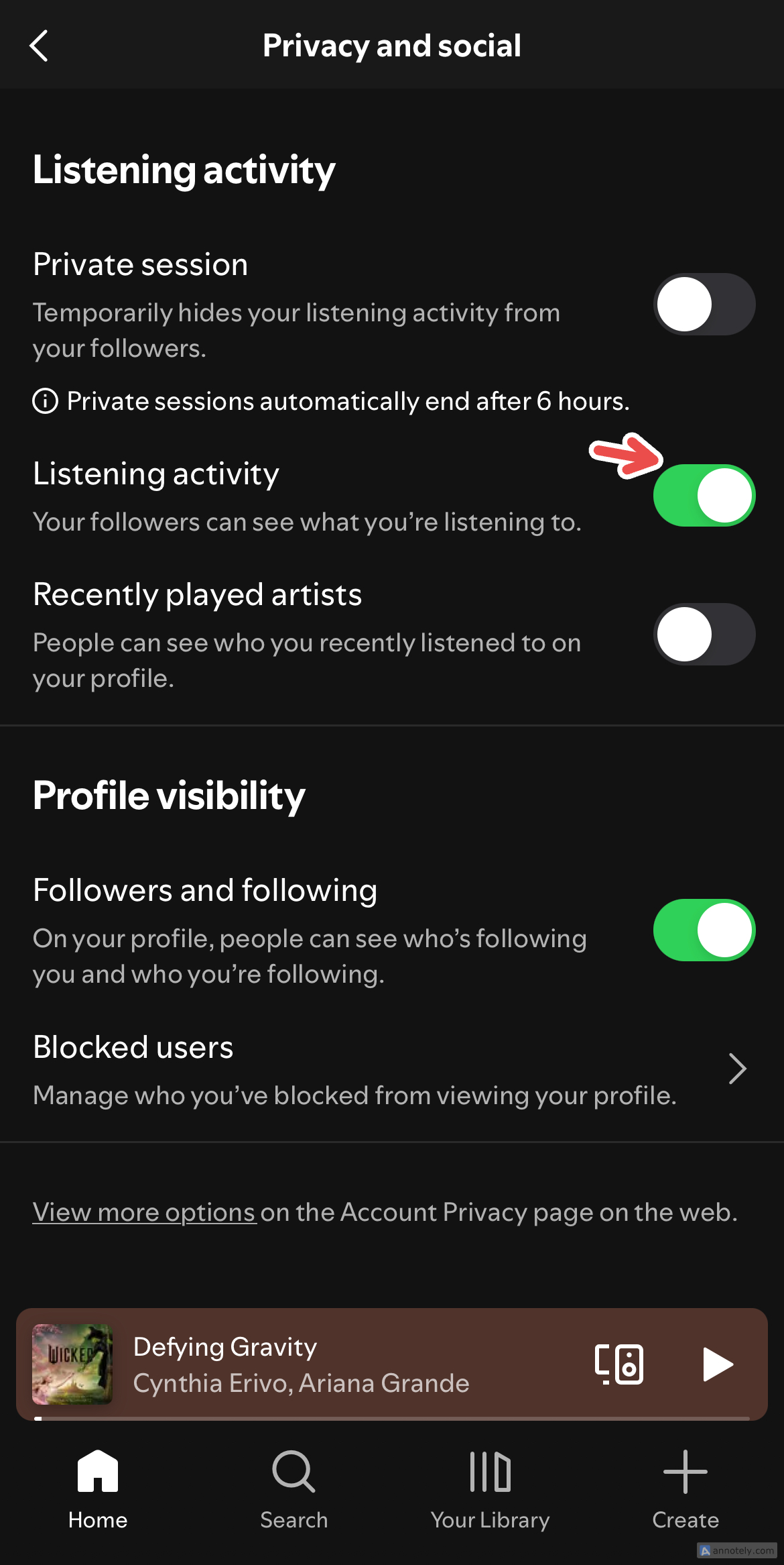 Turning on Listening Activity on Spotify.