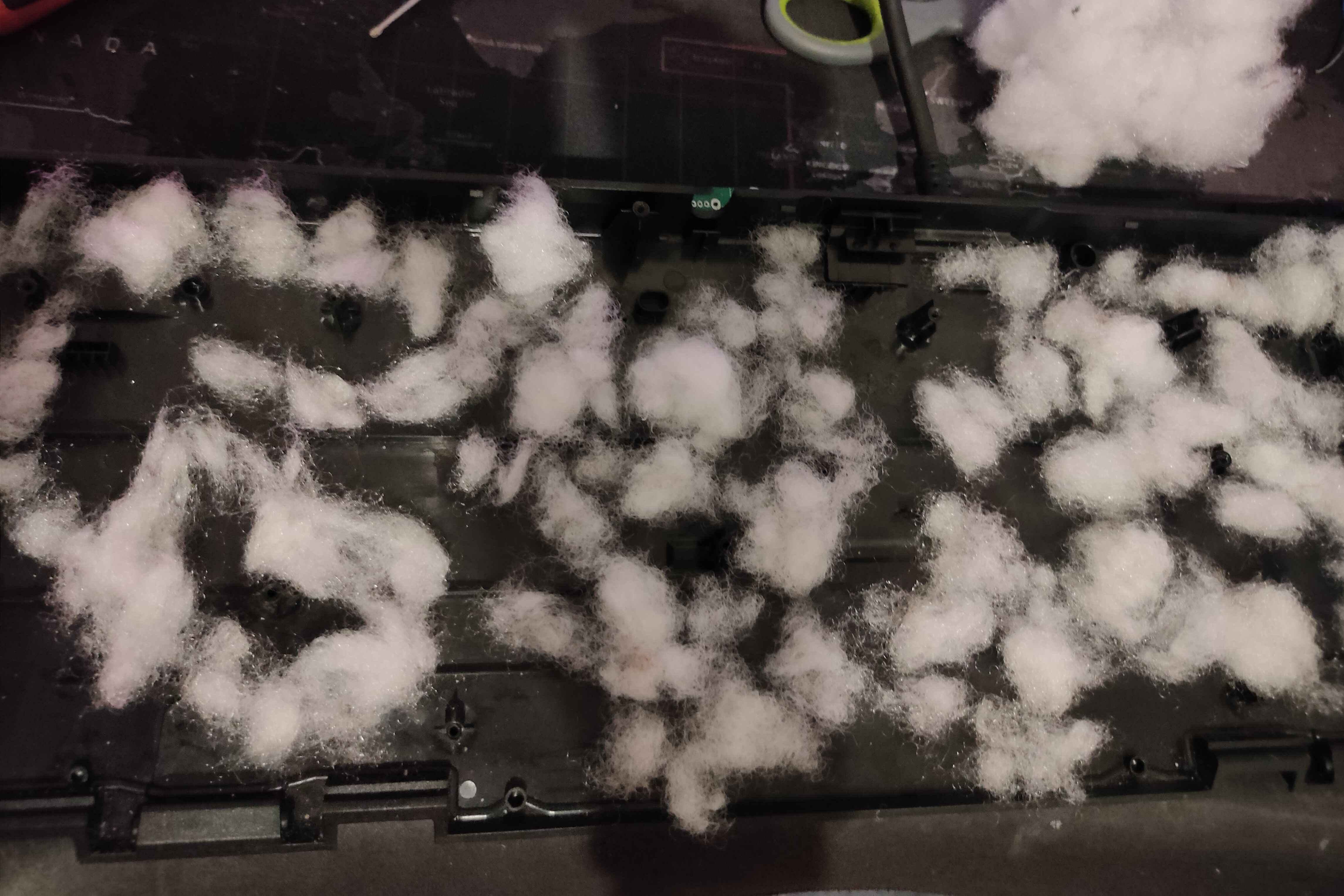 Polyfill at the bottom of a keyboard case.