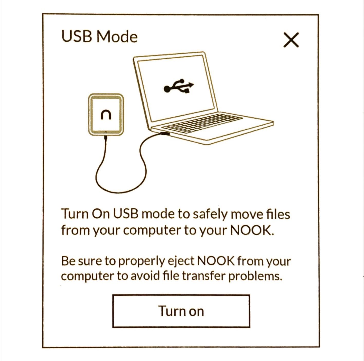 Message about USB Mode on a Noook.