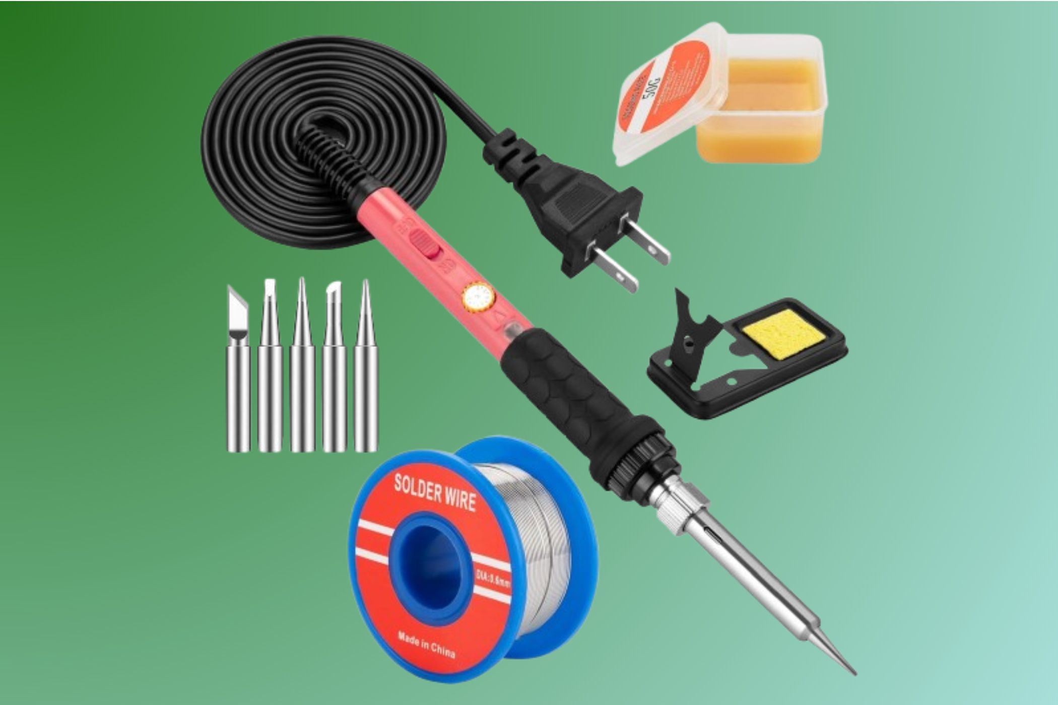 Q-MING Soldering Iron Kit on a gradient background