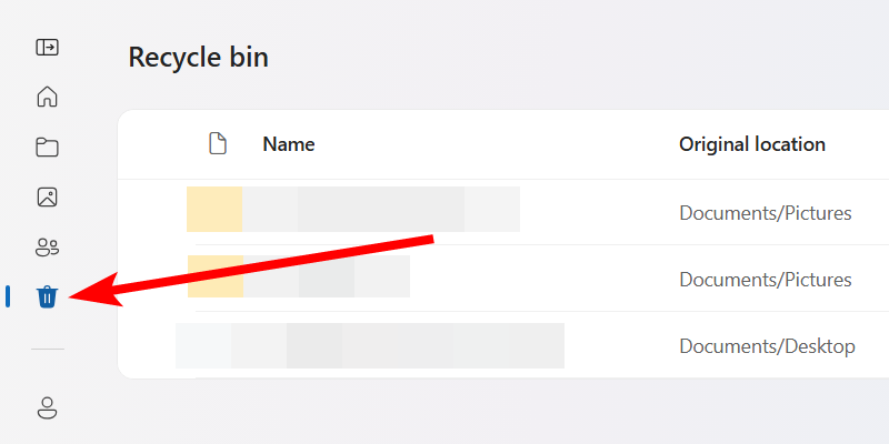 The Recycle Bin in OneDrive.