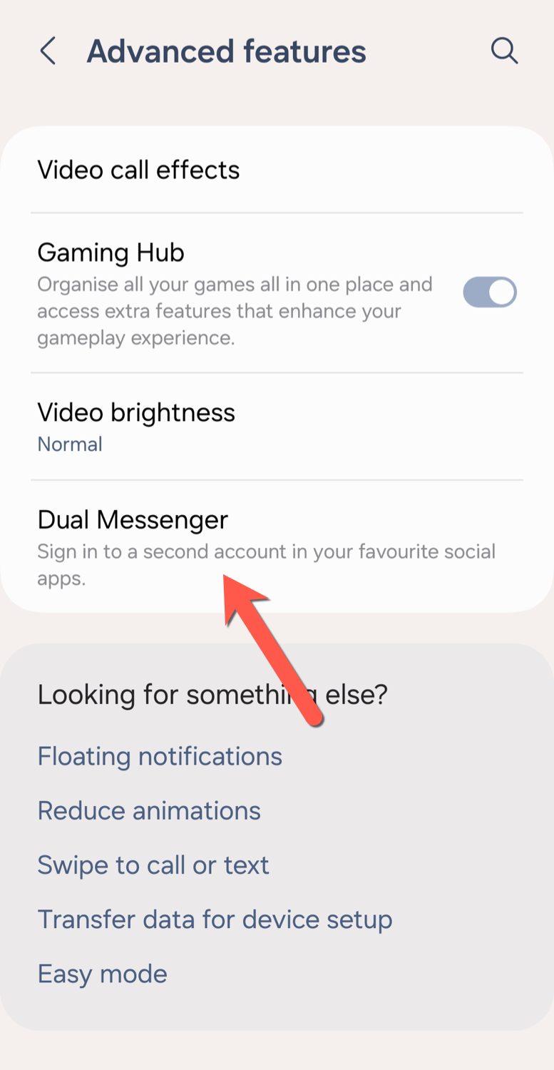 Tap the Dual Messenger options menu.