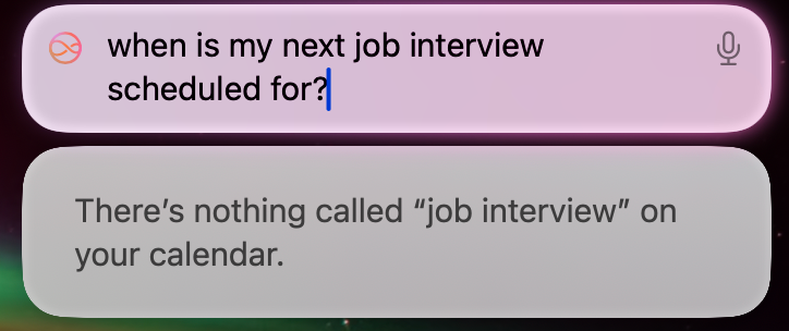 Siri checking Calendar for appointments on macOS.