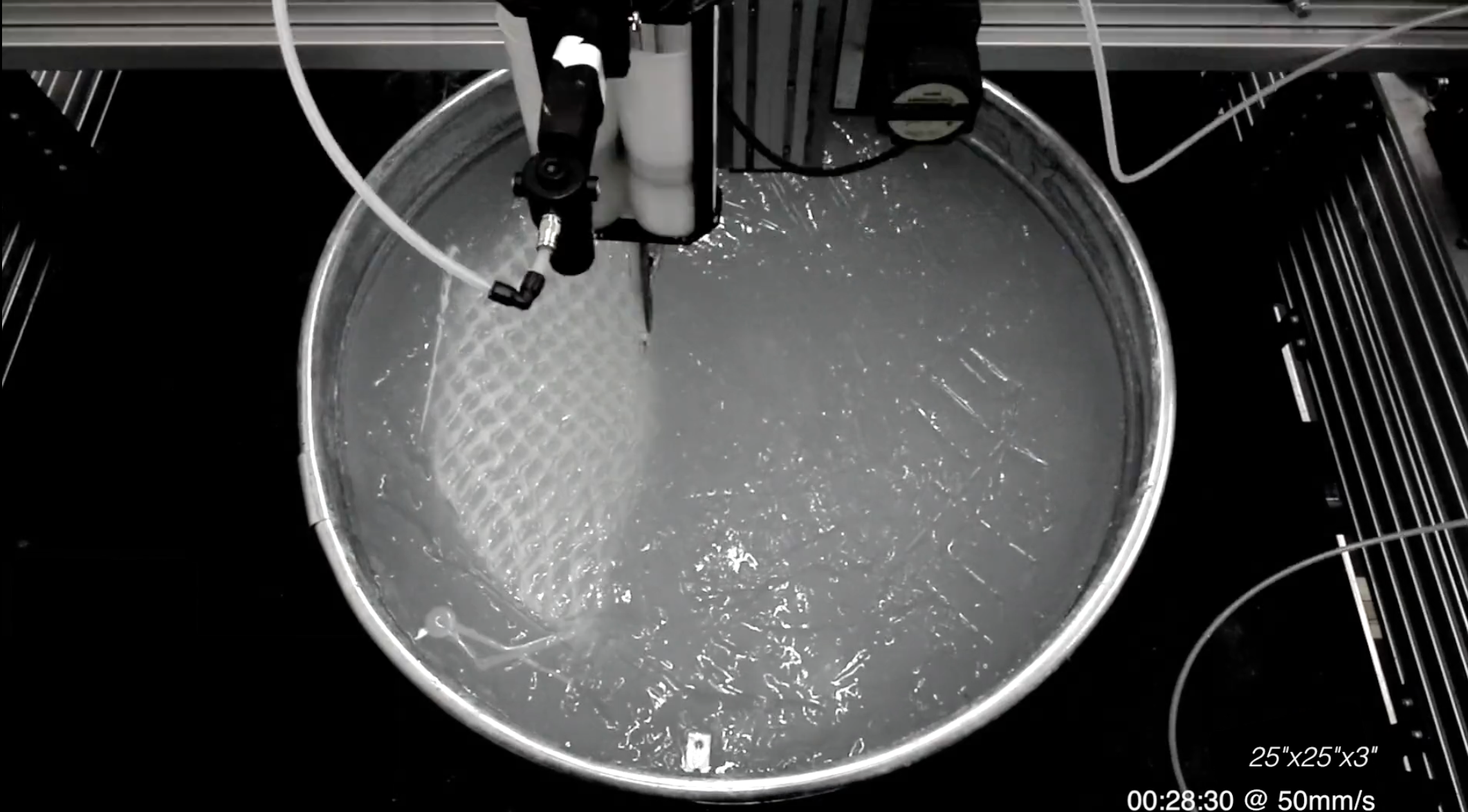 A rapid liquid 3D printer seen from above.