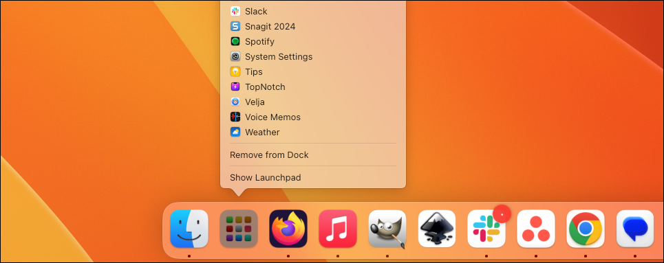 Launchpad app list.