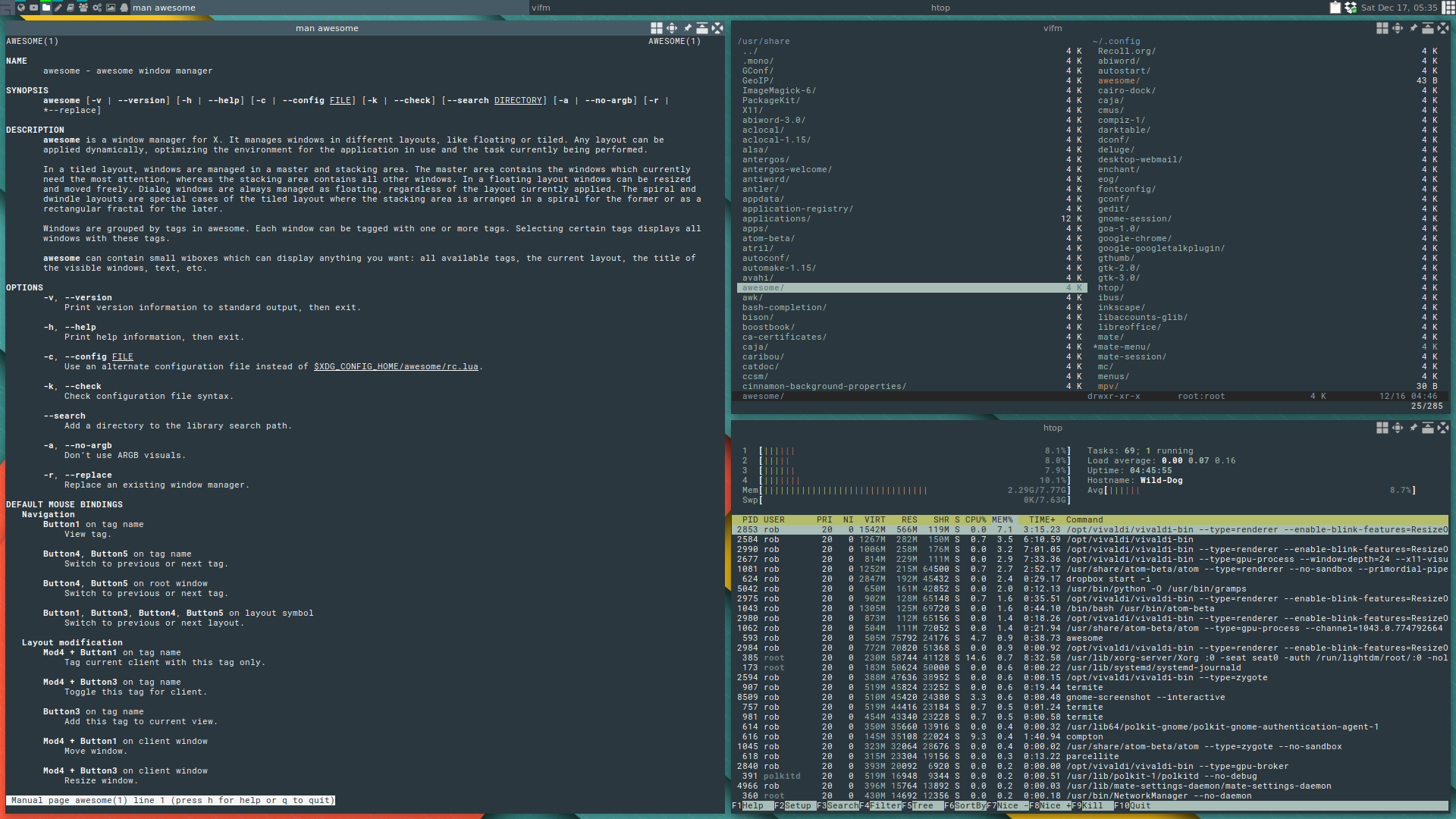 Screenshot of AwesomeWM.