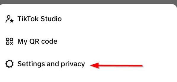 The Settings and privacy opton in TikTok Profile menu