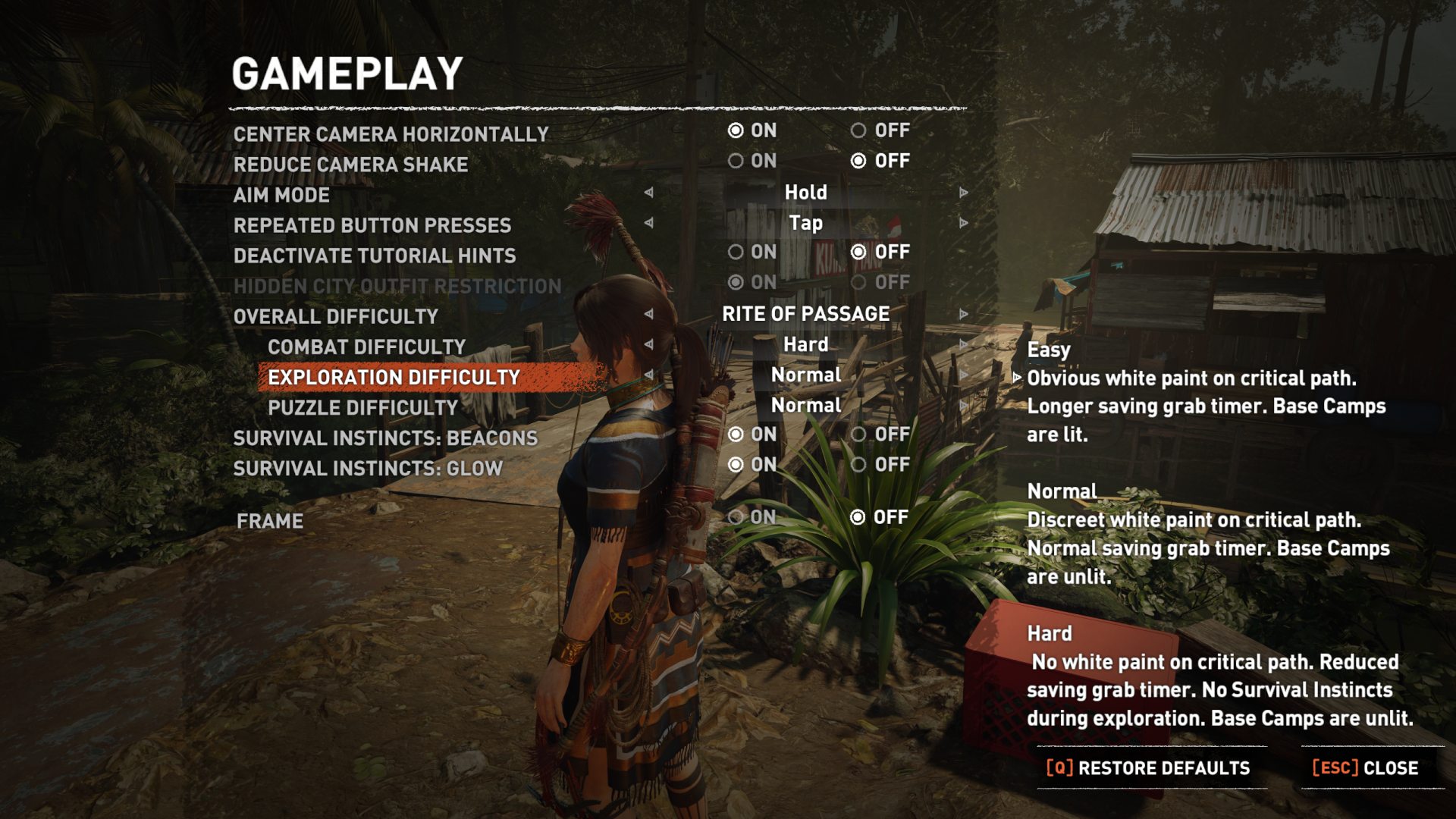 Shadow of the Tomb Raider Difficulty Settings.