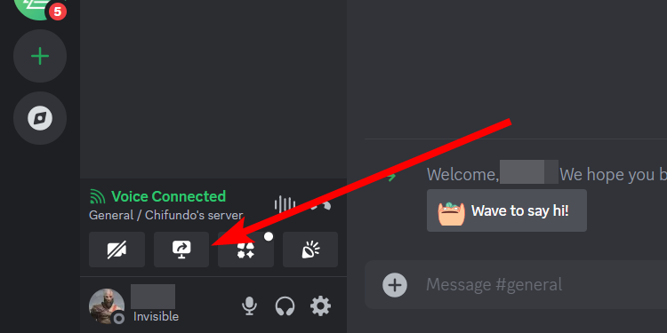 The "Share Your Screen" button in Discord.