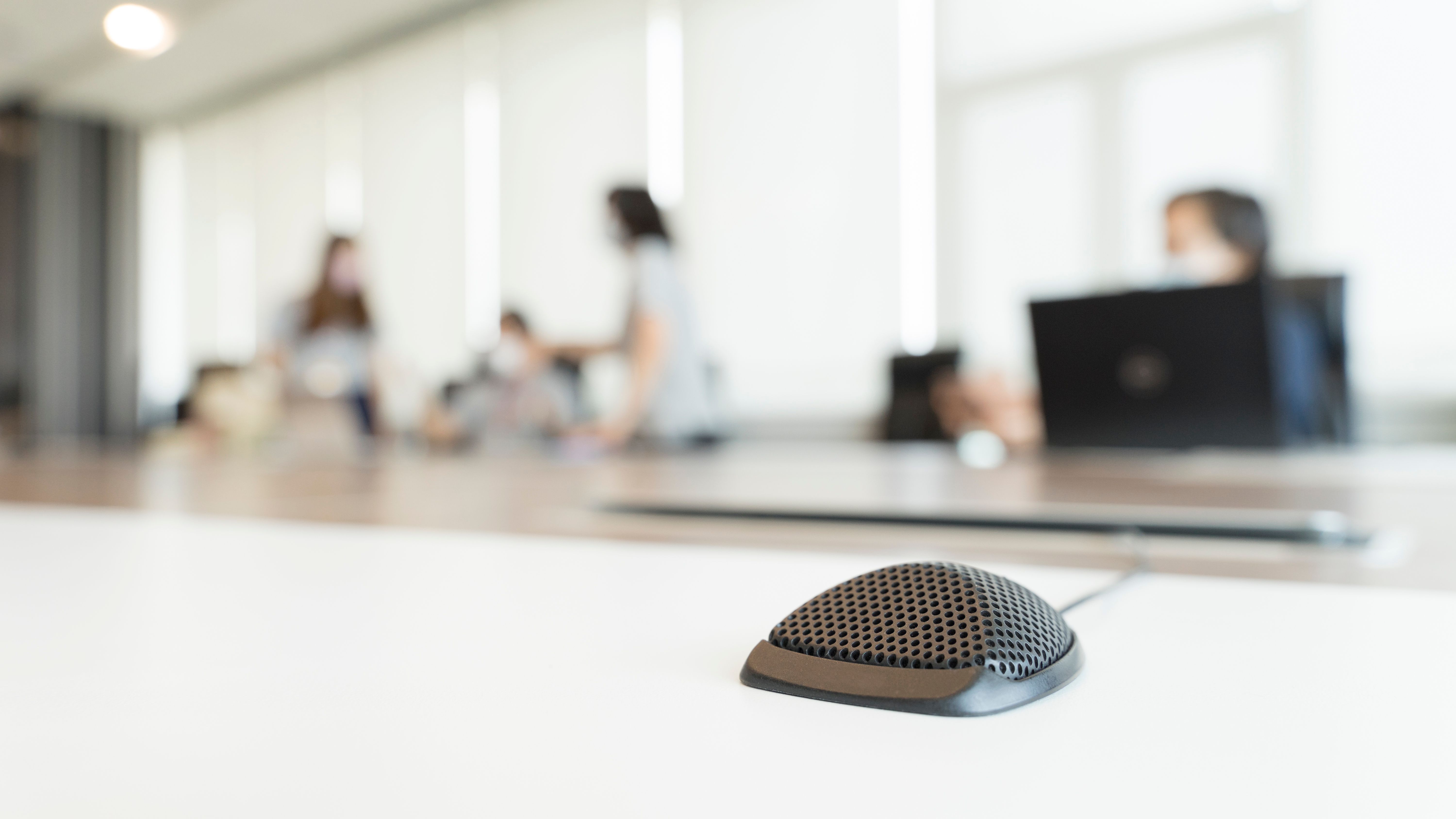 Boundary microphone on table.