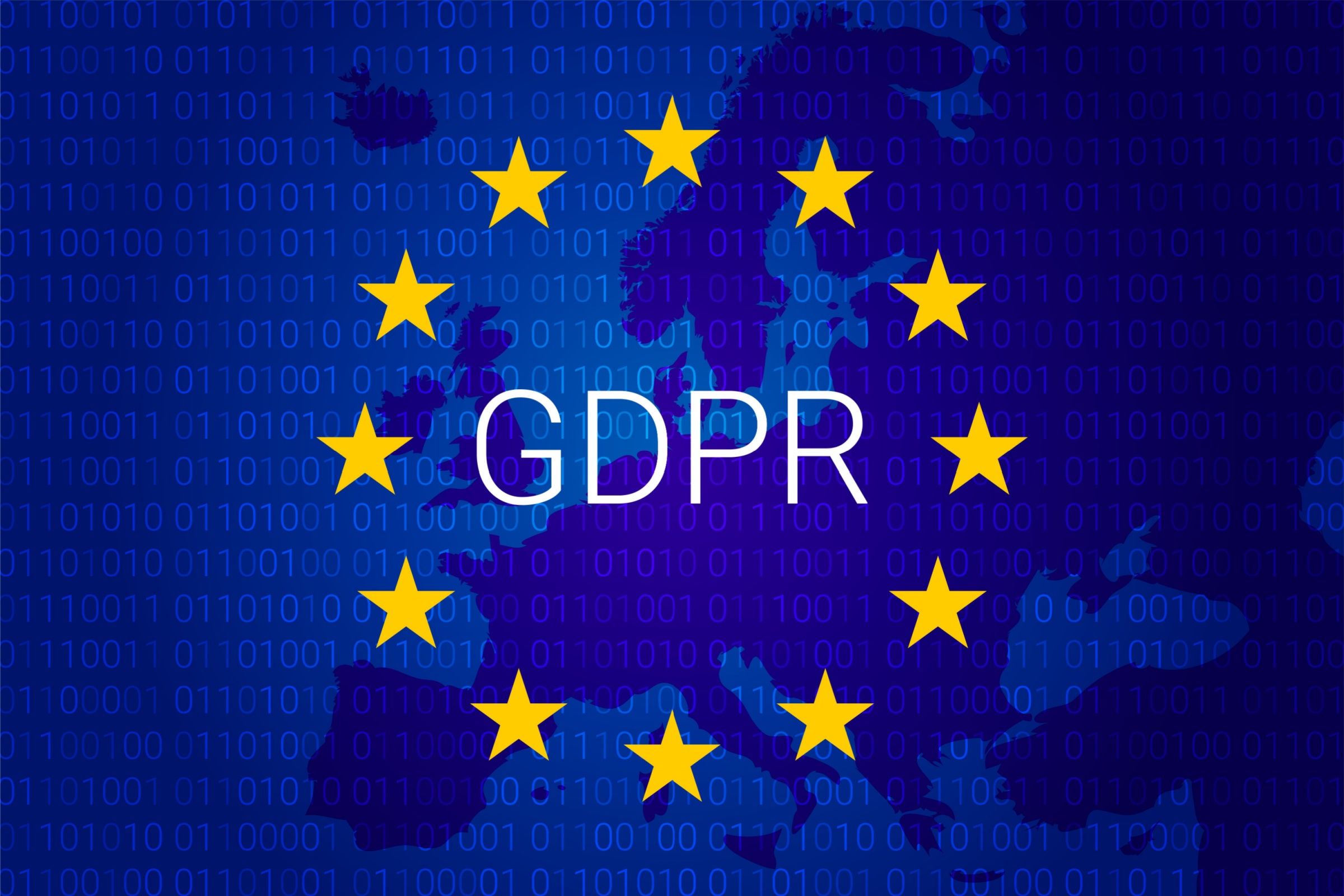 GDPR - General Data Protection Regulation. EU map and flag.