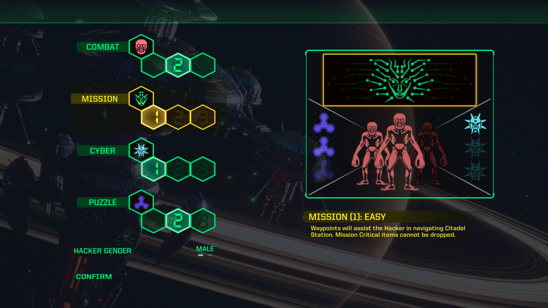 System Shock difficulty settings.