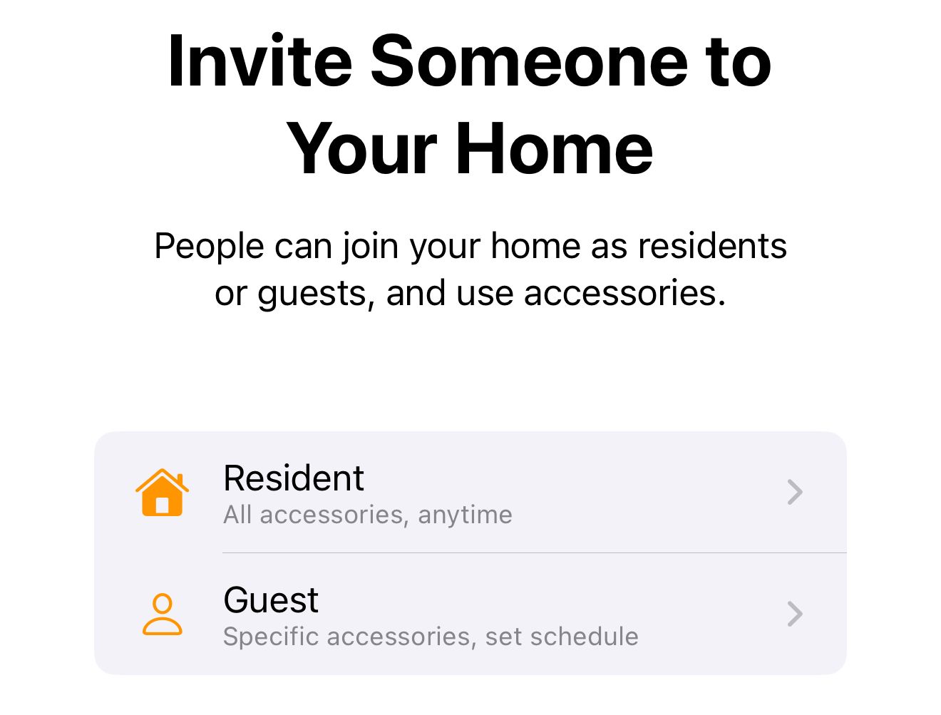 The screen asking you to choose between resident and guest.