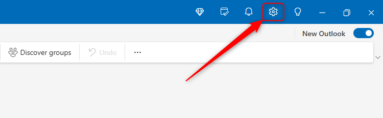 The Settings cog in the new Microsoft Outlook.