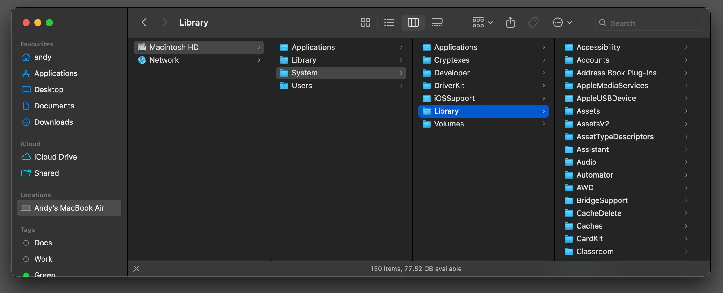 The System Library folder in macOS.