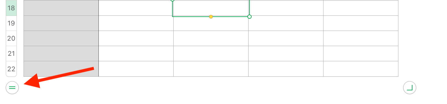 Two-line icon at bottom of spreadsheet in Numbers on Mac.