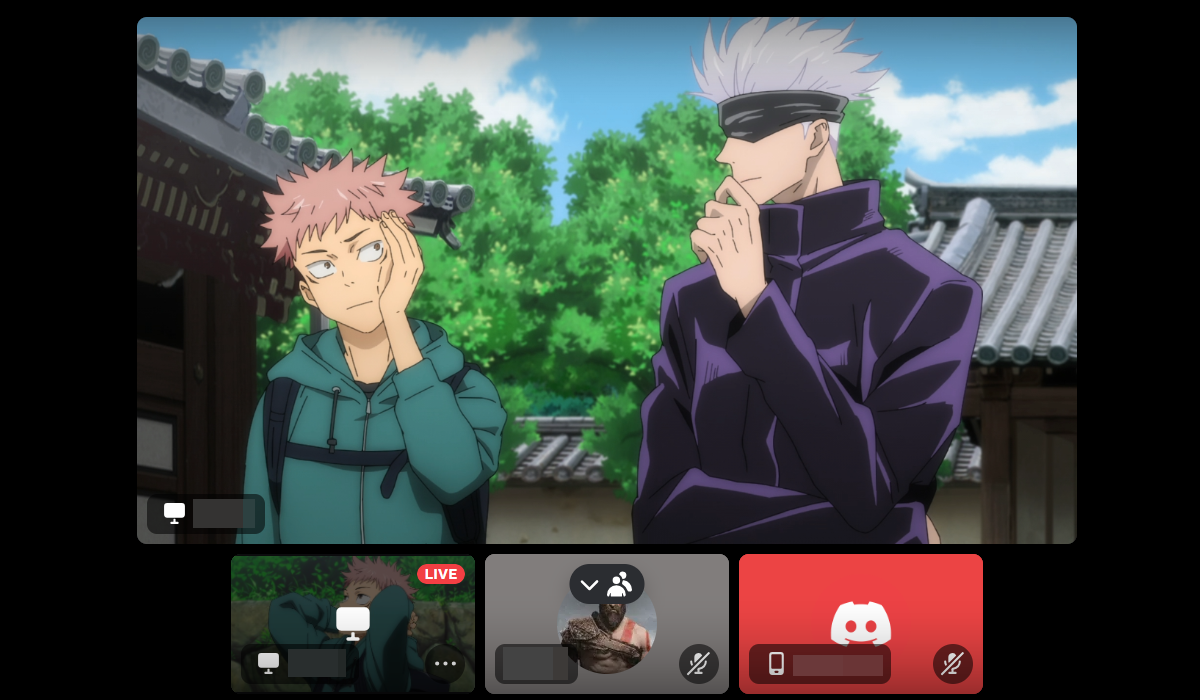 Anime being streamed on Discord.