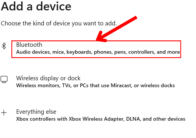 Windows 11 add a device panel highlighting Bluetooth devices.