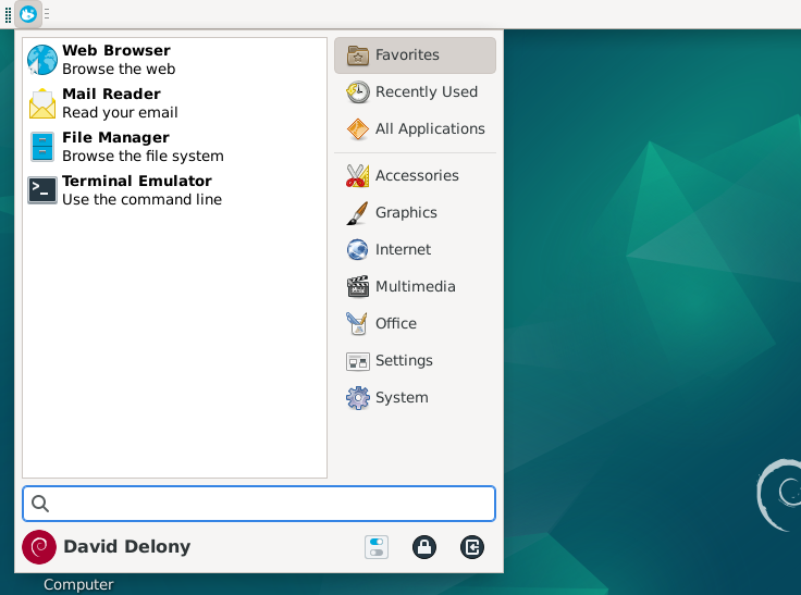 Xfce Whisker menu.