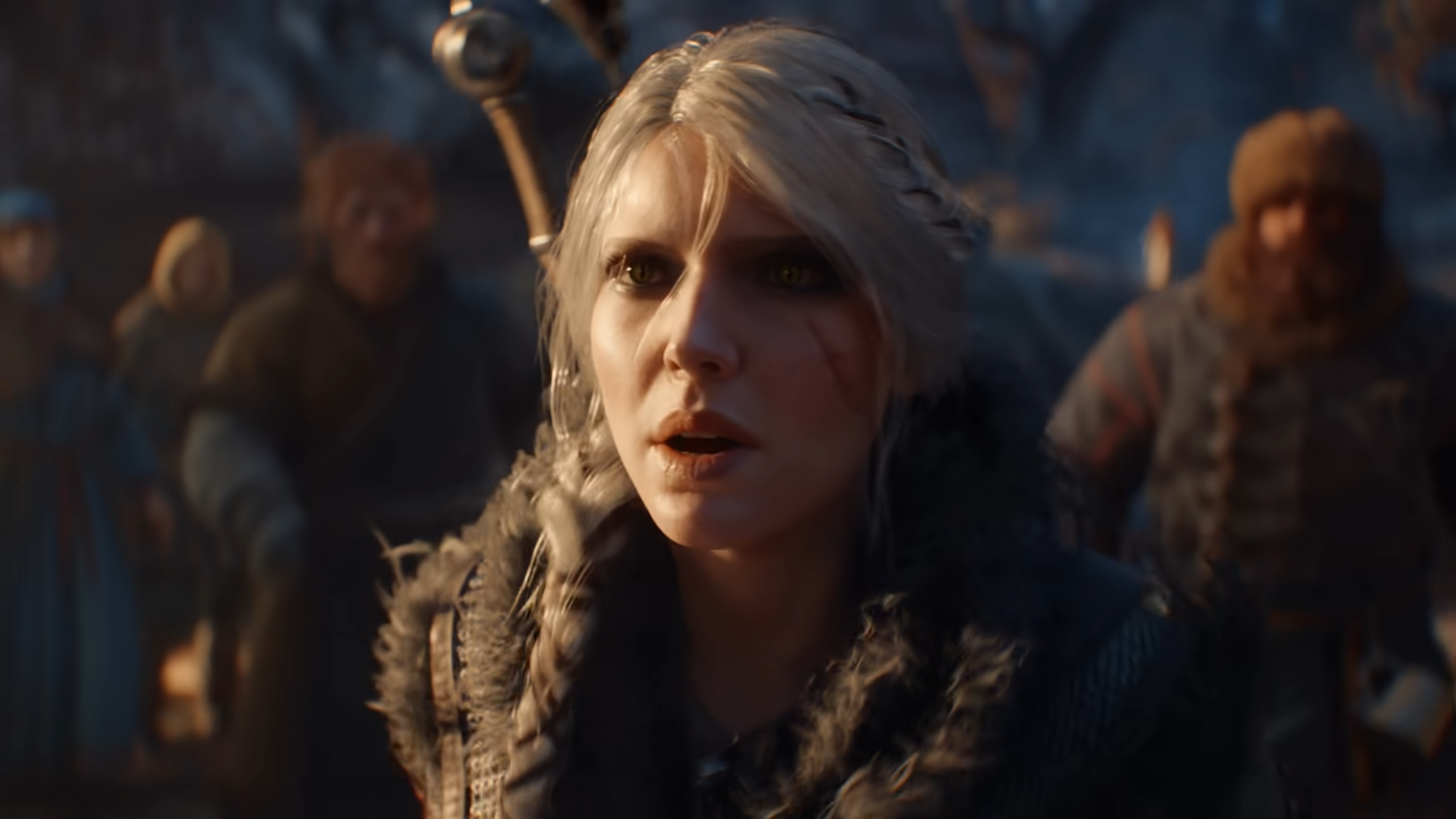 A screenshot of Ciri from The Witcher 4 debut trailer. 