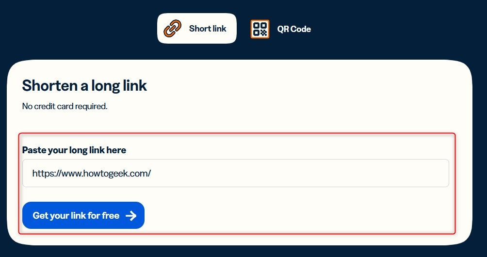 Bitly URL shortener service to shorten a long link.