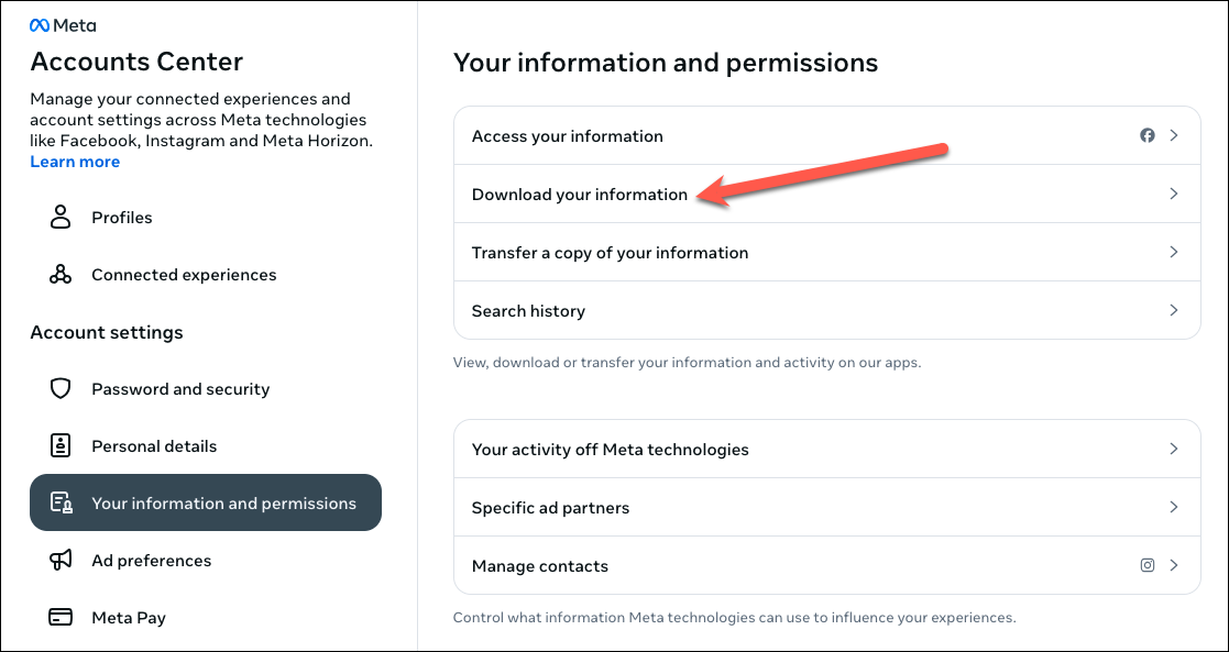 Download your Instagram information.