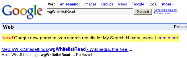 Google personal search 2005