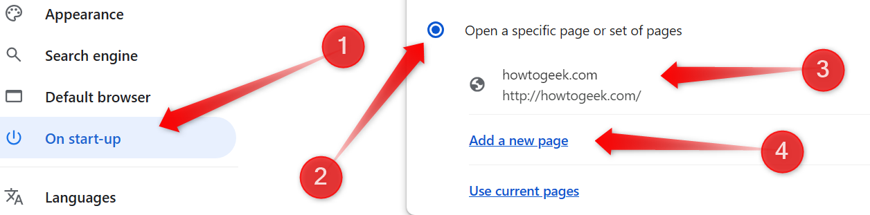 Adding a new page to open on Chrome startup.