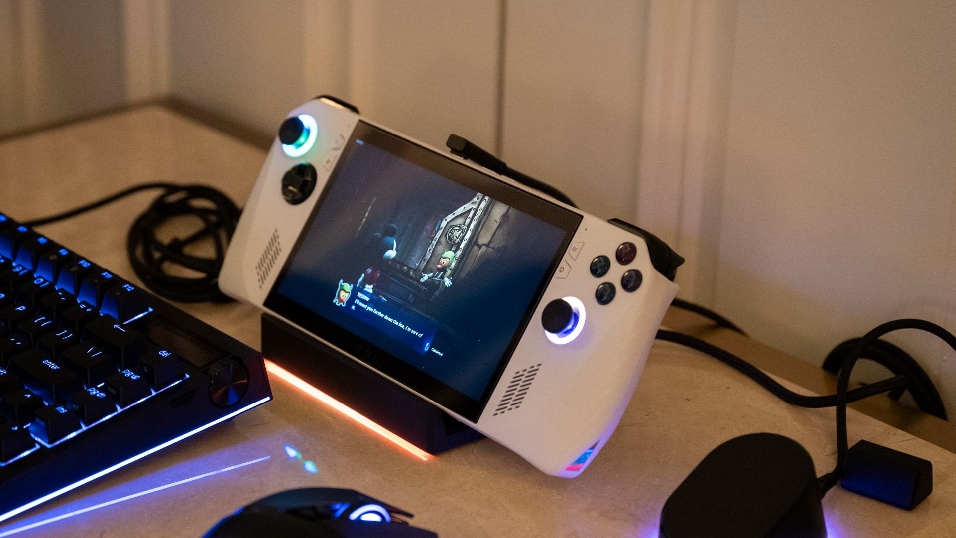 Gaming handset docked in the Razer Handheld Dock Chroma.