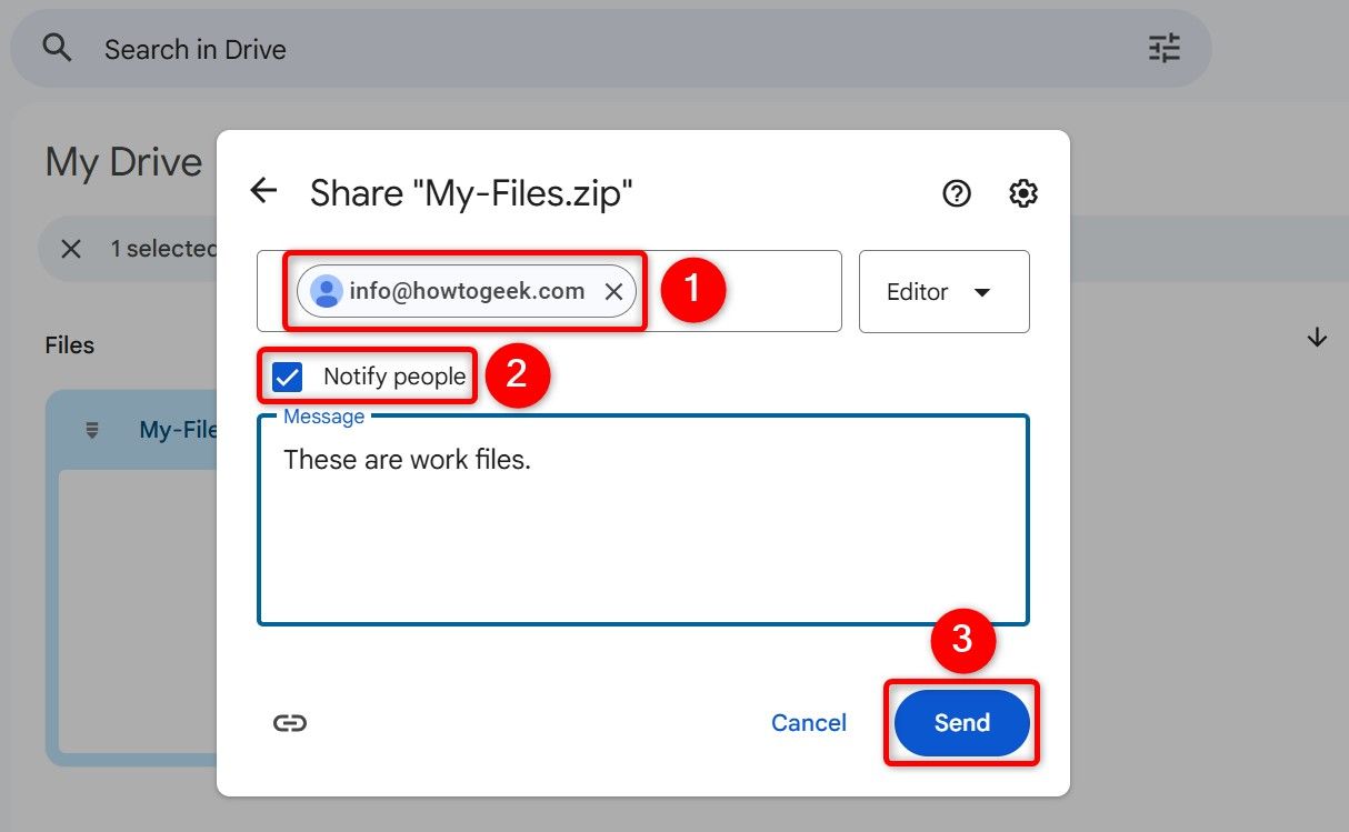 The options to share a file with someone specific highlighted on Google Drive.