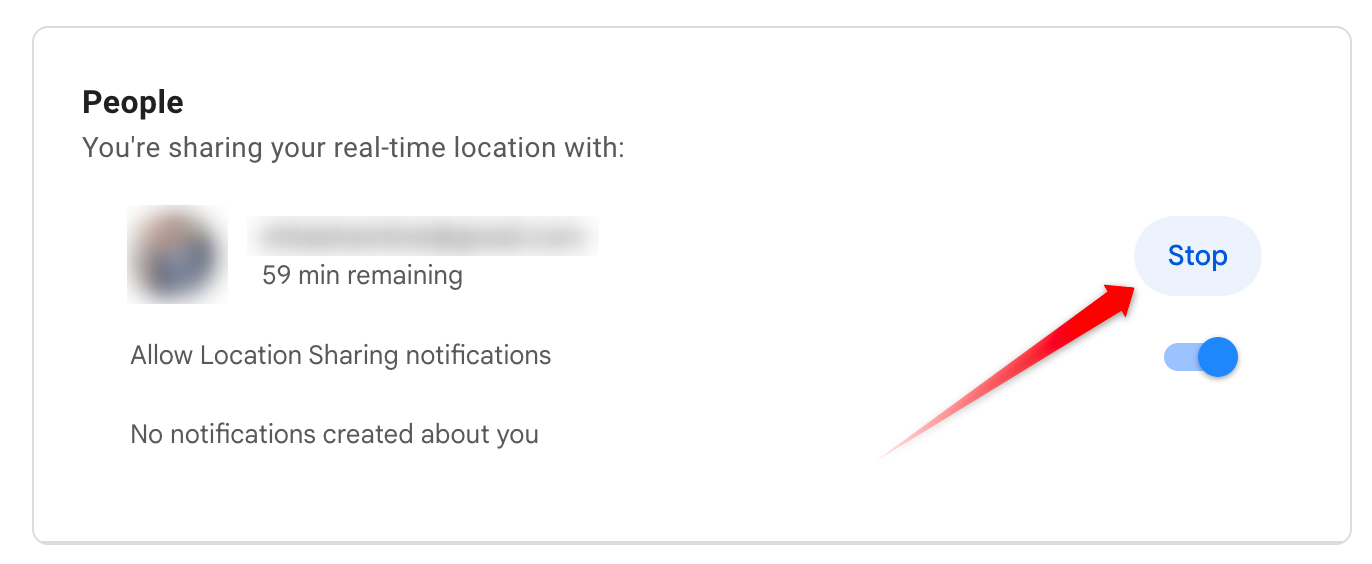 Turning off Location Sharing in the Google account.