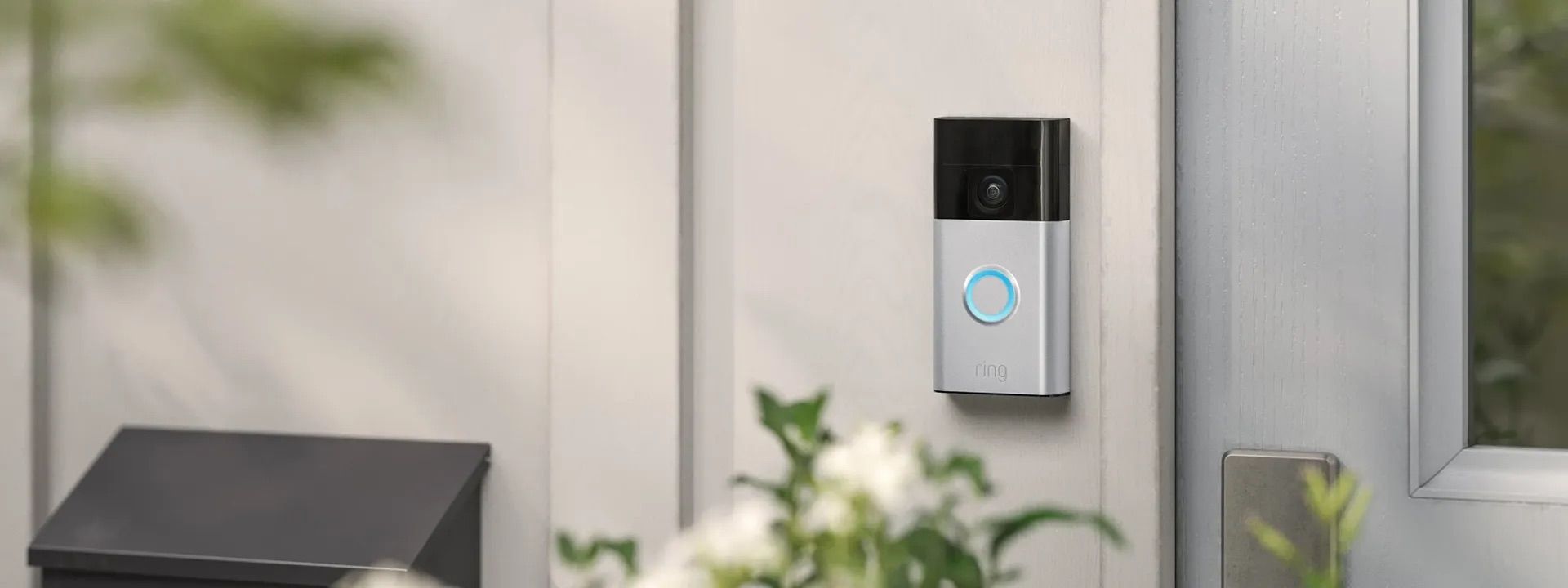 A Ring smart video doorbell.