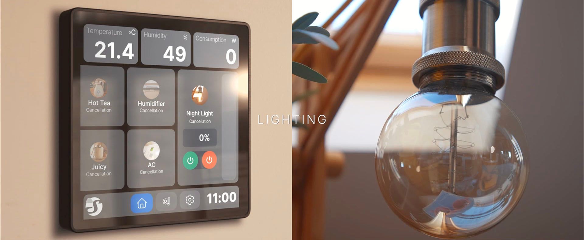 A Shelly wall-mounted smart home control panel fitted in place of a light switch.