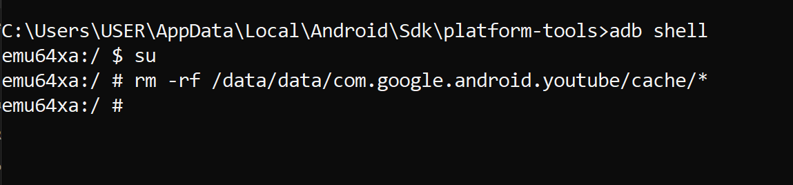 Clearing Youtube's cache with ADB.