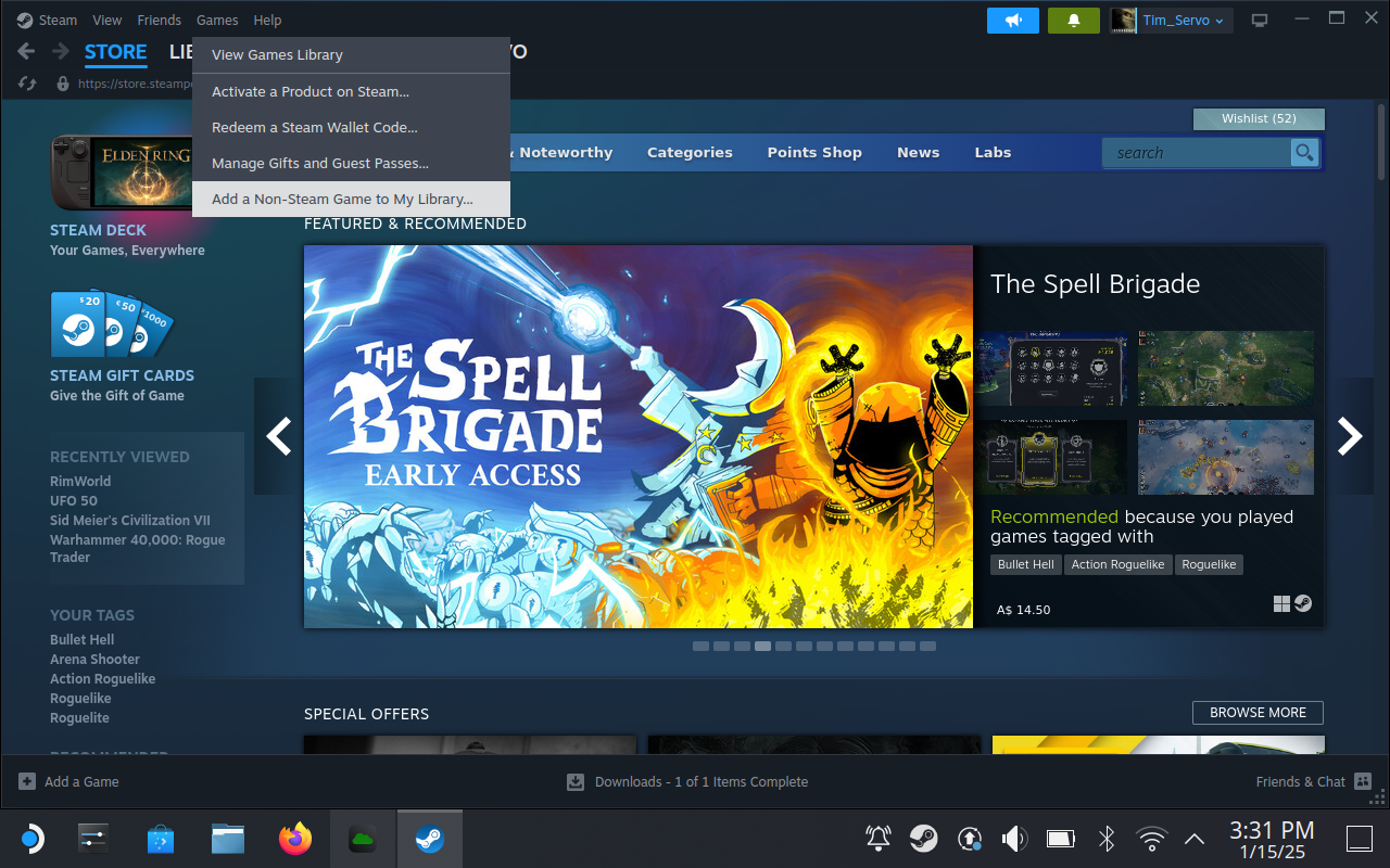 Add a non-Steam game to the library.