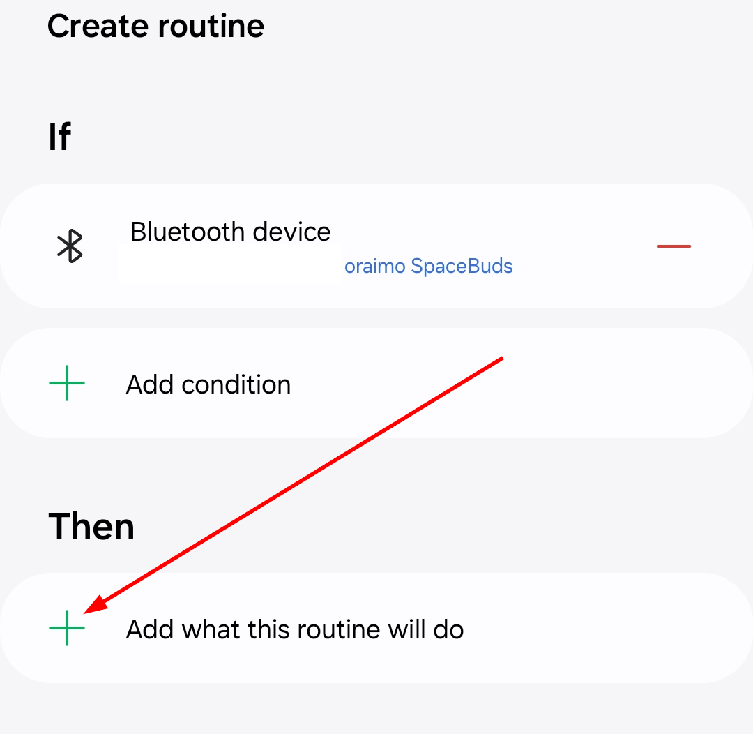 Add a 'Then' section in Samsung routines.